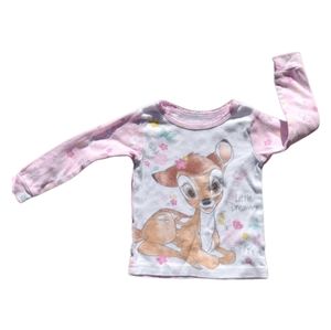 X1) Disney Baby Girls 12M Bambi Little Dreamer Long Sleeve Pink Pajama Top Shirt